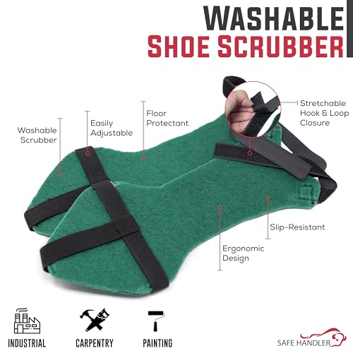 SAFE HANDLER Washable Shoe Scrubber for Floor Cleaning, Slip-Resistant, Easily Adjustable & Ergonomic, Reinforced Edges | Fits Adult Shoes (1 Pair)