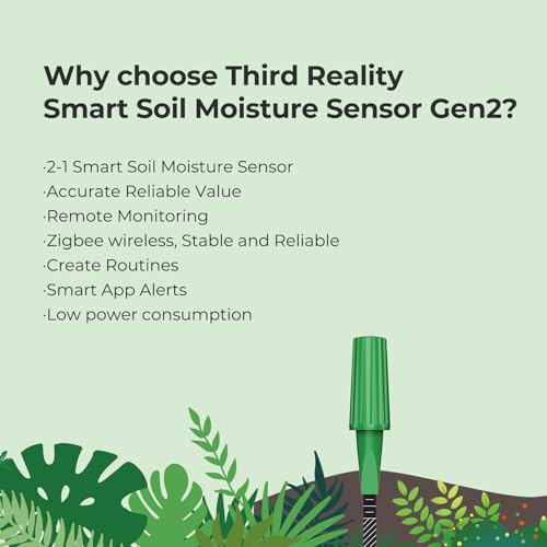 THIRDREALITY Smart Soil Moisture Sensor Gen2 3Pack,Zigbee hub Needed, nhanced Signal Stability,Capacitive Moisture Monitoring,Garden Planting, Compatible with Hubitat,SmartThings,Home Assistant,Homey - style: 3 Pack