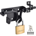 Door Lock Gate Latch, Heavy Duty Slide Bolt Door Lock with Brass Padlock | Sliding Bolt Latch Hardware kit, For Wooden Fence, Shed Door, PVC Fence, Barn Door - style: Slide Bolt Latch & Padlock