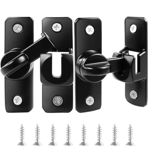 90/180 Degree Flip Barn Door Lock, Thickened Solid Multi-Angle Household | Door Left and Right Door Latch, for Barns, Gardens, Cabinets, Sliding Doors, Bathrooms, Windows and Other 2Pack - color: black 2pack