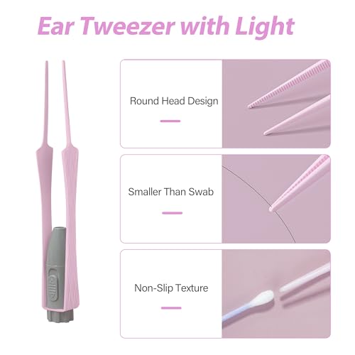 15 Pack Ear Wax Removal Tool Kit with Light - LED Ear Cleaning Kit, Ear Wax Removal for Kids and Adults, Ear Cleaning Tool, Ear Picker Spoon & Ear Tweezers & Spiral Spring Ear Spoon Pink - color: Pink