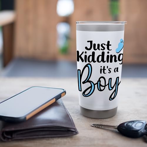 Just Kidding It's a Boy Pink Gender Reveal Party Supplies Stainless Steel Insulated Tumbler