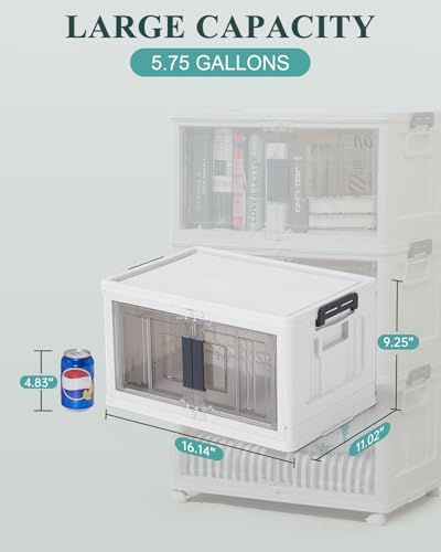 OlarHike 23QT Storage Bins with Lids for Closet, Office, Dorm, 3 Pack | Multi-Lid, Lockable Cabinet, Doors & Wheels, School, Bathroom, Foldable Containers, Stackable Organizers, Plastic Drawers - size: 23QT-White