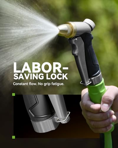 RAINPOINT Garden Hose Nozzle, 100% Heavy Duty Metal Hose Sprayer, High Pressure Water Hose Nozzle with Adjustable Spray Patterns and Flow Control for Watering Plants, Car Washing, Pet Washing, Silver - color: Bright Silver