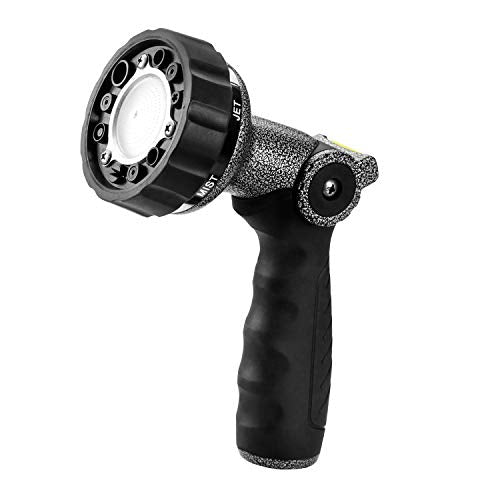 GREEN MOUNT Garden Hose Nozzle, Water Hose Spray Nozzle with Thumb Control On Off Valve for Easy Water Flow Control, Black-grey - color: Black-grey