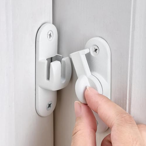 Matte White 90/180 Degree Barn Door Latches,Flip Gate Lock | Zinc Alloy Flip Gate Latches,Right Angle Door Lock,for bedroom,garage,sliding door,window,cabinet,drawer,pet enclosures - color: Matte White