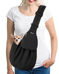 SlowTon Dog Carrier Sling - Thick Padded Shoulder Strap Adjustable, DB, S | Dog Carriers for Small Dogs, Puppy Carrier Purse for Pet Cat with Front Zipper Pocket Safety Belt Machine Washable - color: E-Ink Knitted Fabric