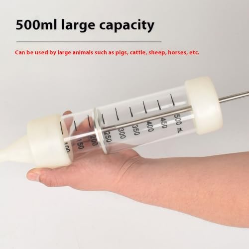 Veterinary Feeding Gun, 500ml Large Capacity Livestock Medicine Dispenser, 13.6-inch Metal Drench Gun