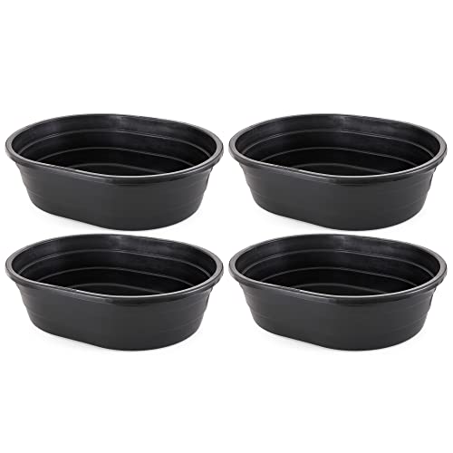 Little Giant ST15 15 Gallon Molded Poly Plastic Oval Stock Water Tank Trough for Cattle, Horses, and Other Livestock Animals, Black (4 Pack)