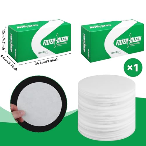 Hahafelt 200 Pack Milk Filter Discs Quick Flow Non-gauze Small 4-9/16" Od Replacement Filters Disks for Raw Milk Strainer 200 Discs Per Box | OD Replacement Strainer Discs, 200 Per Box Total, Fast Flow Non-clogging, Compatible with Raw Milk Filtering