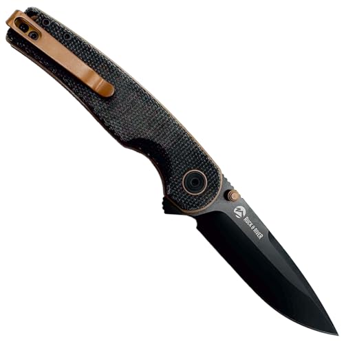 Ruck & River Savannah Folding Knife, Bohler K110 Steel, Button Lock EDC | Canvas Micarta Handle, Ambidextrous Pocket Clip, Camping Knife for Men, 3.25in Blade, Ball Bearing Pivot, Carry Case