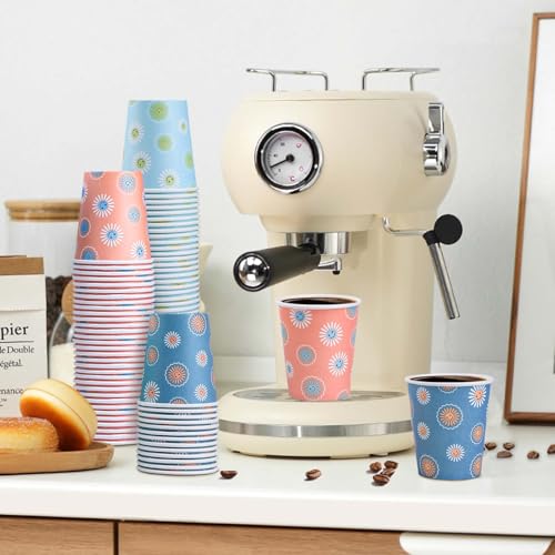SIUQ 600 Pack 5 oz Paper Cups Disposable Small Bathroom Mouthwash Cups | Daisy Floral Small Paper Cups for Bathroom, Party, Picnic, BBQ, Travel, Espresso Tasting, Sample Drinks, Office, Home - color: Daisy 5oz-600 pack