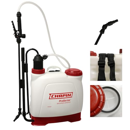 CHAPIN 4-Gallon Backpack Sprayer with Anti-Clog Filtration | Durable translucent poly tank for fertilizers, herbicides, pesticides and lawn care - size: 4 Gallon, Euro Style