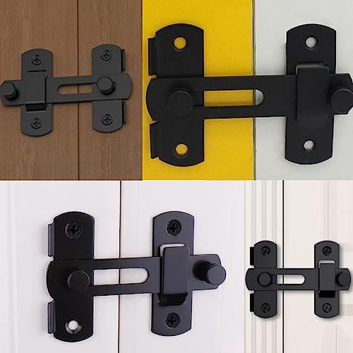Flip Lock Barn Door Latch 4 Pack Door Latches Small Black Safety Door Glide Sliding Wine Cabinet Closet Gate for Bathroom Garden Cabinet Window