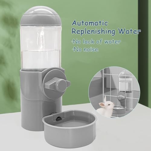 Tfwadmx Rabbit Watter Bottle 17oz Dispenser No Drip Small Animal Cage Water Feeder Bowl Hanging Guinea Pig Automatic Water for Bunny Chinchilla Hedgehog Ferret (Grey) - color: Gray Watere 1pcs
