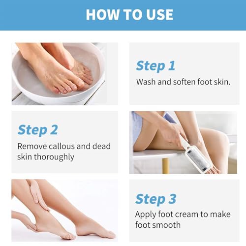Fu Store 2 Pack Foot Files Callus Remover Foot Rasp Dual Sided Foot File | Stainless Steel Surface Pedicure Tools Professional Scrubber Premium for Feet Care Remove Hard Skin - color: White