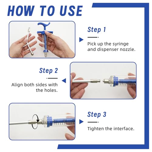 2 Pcs Goat Syringe Reusable Adjustable Goat Drench Syringe with 2 Drench Nozzle and Needles, Feeding Supplies for Cattle, Sheep, Goats, Horse, Pig, Dog (Blue, 20ML) - color: Blue, size: 20ML