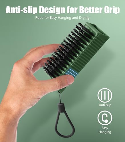 Larbois Nail Brush for Cleaning Fingernails, 2Pack Heavy Duty Nail Brushes Remove Dirt and Paint Fingernail Brush Deep Cleaning Mechanical Nail Scrub Brush Two-Sided with Hanging Rope, Green - color: Green