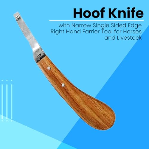 Hoof Knife with Narrow Single Sided Edge Right Hand Farrier Tool for Horses and Livestock – Premium Stainless Steel Hoof Trimming Knife with Ergonomic Contoured Handle for Better Grip - style: Narrow Blade - RH