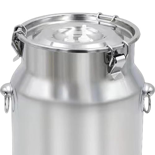 Stainless Steel Milking Machine Bucket with Lid, 10L Milk Can for Cow Sheep Goat Milking Equipment, Farm Milk Storage and Transport - size: 10L
