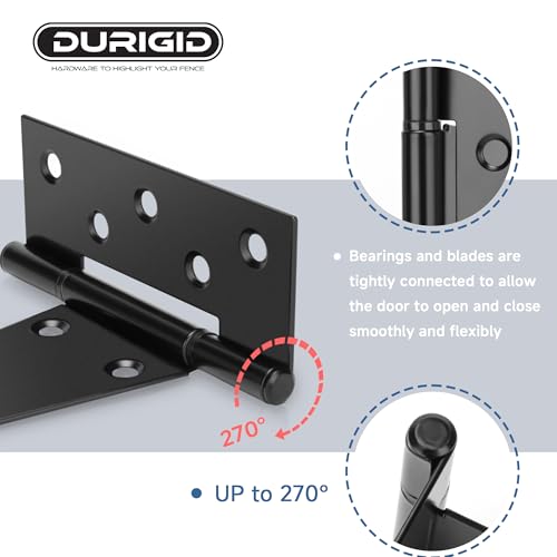 2 Pack 8 Inch T Hinge, Heavy Duty Hinges for Wood, Gate Hinge, Shed Door Hardware, Fence Hinges for Outdoor Gates, Barn Door, Ideal Outdoor Useage - size: 8 Inch