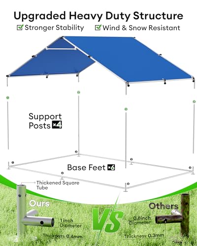 BUCATSTATE Large Metal Chicken Coop 6.6FT x 9.8FT x 6.6FT, Outdoor Walk-in Poultry Cage for 9-13 Hens, Predator Resistant Chicken Run with Thick Waterproof PE Cover & Dual Lock Doors