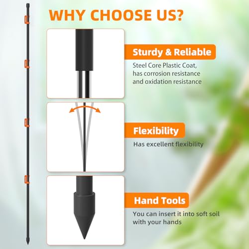 25Pack 58Inch Electric Fence Posts w/ 100 Adjustable Insulator for Yard | 4.8ft Electric Garden Fences Stakes for Deer,Sheep,Livestock,Farm,Backyard and Vegetable - color: 25Pcs 57.5inch Electric Fence Posts