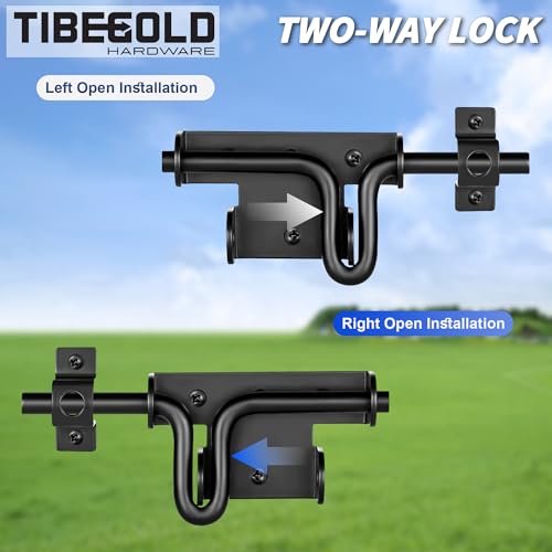 Slide Bolt Gate Latch with Padlock Hole, Heavy Duty Fence Sliding Bolt Gate Latch for Wooden Fence, Slide Latches Outdoor Doors for Wood Vinyl Fence Barn Shed, Black, 1 Pack