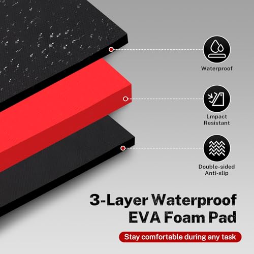 0.9-Inch Thick Foldable Mechanic Kneeling Pad 44.88 Inches Unfolded | Five 15.35 x 7.48 x 0.9-Inch Panels, High-Density Foam, Tool Pockets, Carry Handle, Waterproof Oil-Resistant Nonslip Surface - size: 44.8in Length-5-Fold