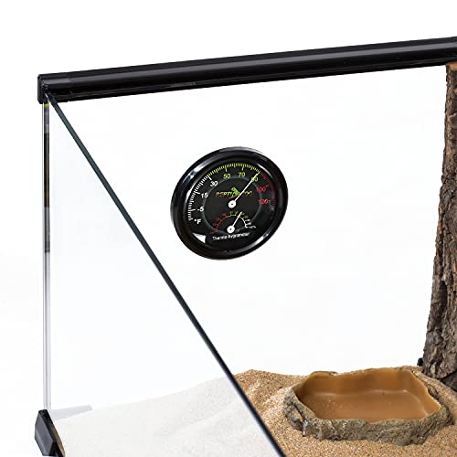 REPTI ZOO Reptile Terrarium Thermometer Hygrometer Dual Gauges Pet Rearing Box Reptile Thermometer and Humidity Gauge - size: 8*8*2cm/3.14*3.14*0.788''