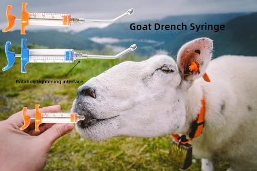 2 Pcs Goats Feed water filler, Drench Nozzle, Reusable, Adjustable Dosage, for Cattle, Sheep, Goats, Horse, Pig, Dog Supplies (Blue+Orange 20ml) - size: G (2ps 20ml)