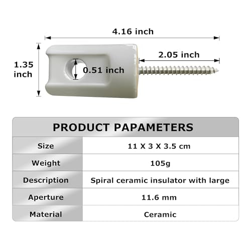 50 Pack Electric Fence Insulator Porcelain Insulator, Heavy Duty Ceramic Lag Screw Insulator Porcelain Lag Screw Insulator, Suitable for Wood Post Wire Farm Fencing Supplies - style: 50 PCS