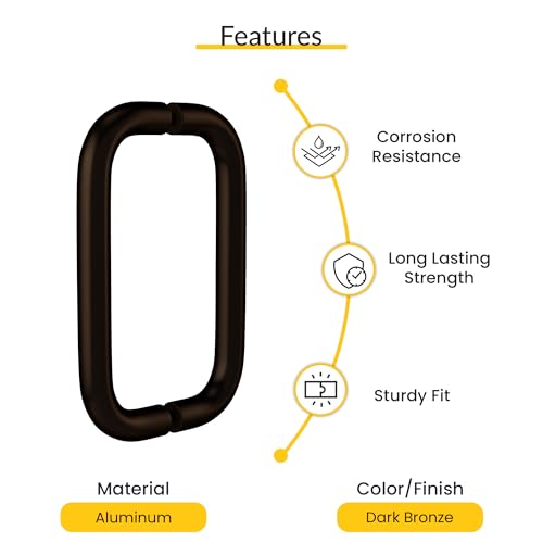 BRIXWELL Straight Back-to-Back Pull Handle Aluminum Material, Dark Bronze Finish, 11" Total Length, 10" Center-to-Center, 1" Diameter, 3-1/4" Projection - color: Dark Bronze, size: 11 Inch