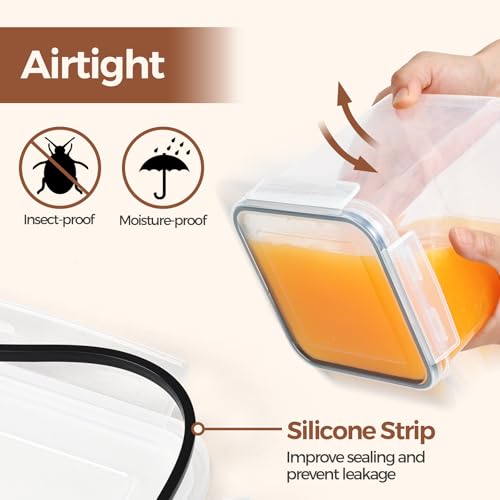 ComSaf Airtight Brown Sugar Containers with Terra Cotta Saver 2.6Qt 2Pack | Plastic Food Storage Canister with Lid, Sugar Flour Cereal Oats, Pantry Kitchen, Stackable Brown Sugar Keeper, Label & Scoops - size: 2.6Qt-Square