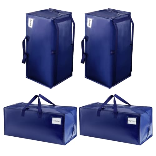 VENO 4 Pack Heavy Duty Moving Bags with Backpack Straps, Zippers & Handles, Extra Large Packing Bags for College Dorm Essentials, Moving Supplies Alternative to Cardboard Moving Boxes - color: Blue, size: 4 Pack