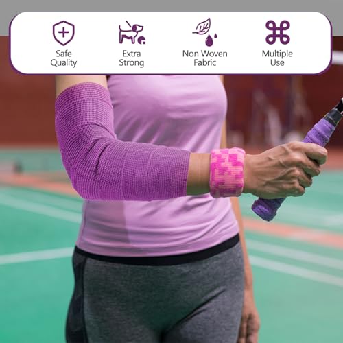 Treela 36 Pcs Self Adherent Bandage 4" X 5 Yard Wrap Breathable | Cohesive Bandage Elastic Adhesive Tape for Stretch Athletic Sports Wrist Ankle - color: Purple, size: 4" X 5 Yard