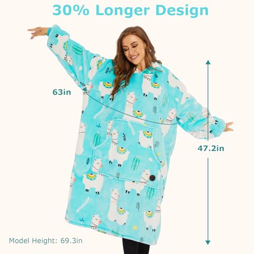 THREE POODLE Wearable Blanket Hoodie, Oversized Sherpa Sweatshirt Blanket for Adults Women Men, Warm Cozy Hooded Blanket, Gifts for Mom Girlfriend - color: Alpaca, size: Adult-Extra Long