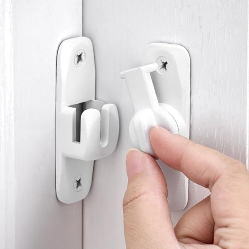 2 Packs Matte White Barn Door Latches,90/180 Degree Gate Lock_B | Zinc Alloy Right Angle Door Lock Latch,Flip Gate Latches,Sliding Door Latch Lock,for Cabinets,Fence Gates,Pet Cage - color: Matte White