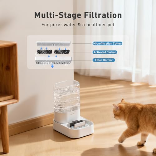 PAWGETHER® 2 Pack Gravity Cat Feeder and Water Dispenser No-Electricity 1 Gallon/3.5L Automatic Cat Feeder and Waterer Dog Water Bowl Dispenser Pet Food Dispenser Puppy Kitten Rabbits - color: Feeder + Waterer (2-Pack)