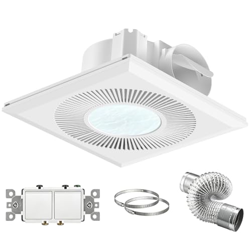 Bathroom Exhaust Fan with Light 165CFM Quiet 1.2 Sones | Ventilation Fan with 3CCT 1400lm LED Light Ceiling Cutout 9.84"x9.84" including Expandable Kit for Bathroom Laundry - color: 4000k Frosted White