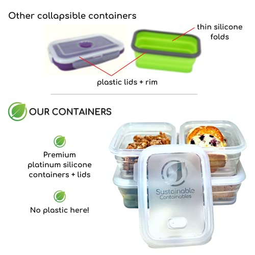 Premium Silicone Collapsible Food Storage Containers with Silicone Leakproof Lids, BPA Free, LFGB Food-Grade Certified, Compact, Reusable Lunch Snack Box, Microwave Safe, 2.8 Cups 3 Pk - color: 660 ml (2.8 cups) - 3 Pack