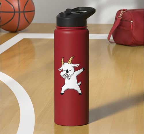 Dabbing Goat Kids Halloween Costume Cute Farm Animal Dab Stainless Steel Insulated Water Bottle - color: Red