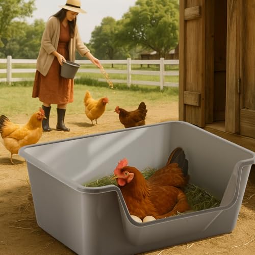 Reallnaive 6 Pcs Washable Chicken Nesting Box, Floor Durable Chicken Coop Accessories Easy Clean Plastic Square for Hens Ducks and Poultry for Egg Collection Backyard
