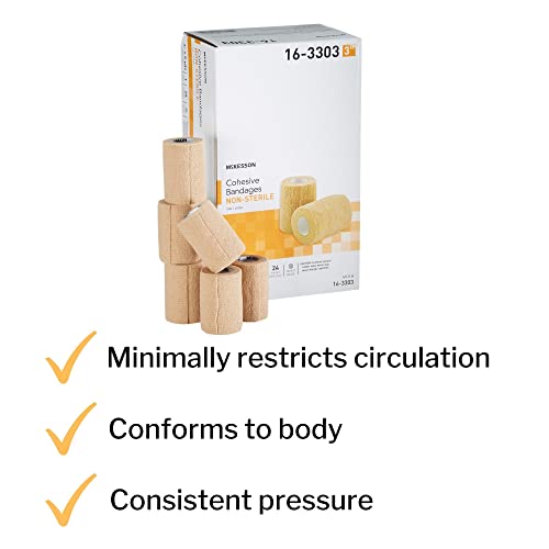 McKesson Cohesive Bandages, Non-Sterile, Latex, Tan, 3 in, 1 ct | Contains Latex, 5 yds