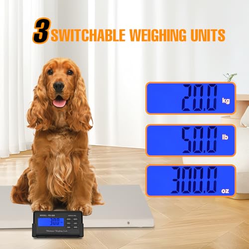 1100lb x 0.2lb Dog Weight Scale for Large Breed Precision Dog Scale | Precision Pet Scale, Livestock Weight Scale with Large Stainless Steel Platform 41” x 21”, Vet Scale for Dog, Sheep - size: 41" x 21"