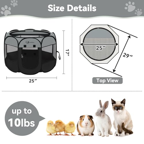 Siedihit Dark Grey Dog Cat Playpen, Puppy Pet Playpen, Small Dogs Tent | Crates Cage Indoor/Outdoor, Portable Pop Up Dog Kennel Playpen with Carrying Case for Dogs/Cats/Rabbits - color: Dark Grey