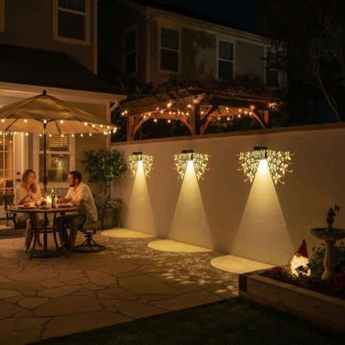 2Pk Solar Fence Lights Outdoor Wall Lights Butterfly Theme Decor | Solar Powered Deck Step Lights for Garden Post Patio Yard Decor, Metal+Plastic IP55 Waterproof, Gardening Gifts for Women
