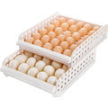 60 Egg Drawer for Refrigerator, 2-Layer Stackable Egg Holder Storage Container for Countertop, Large Capacity Plastic Fresh Egg Tray Dispenser Organizer Keeper with Handle for Kitchen
