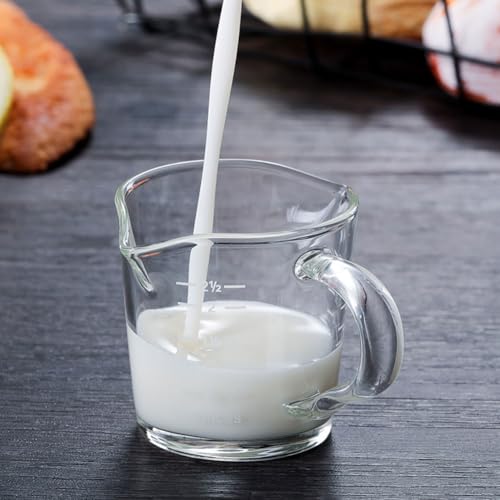 Espresso Glass Measuring Cups 3-Ounce/100ML Double Spout Glass Measuring Cup Espresso Shot Glasses with V-Shaped Mouth Milk Frothing Pitcher Cappuccino Cup Accessories - size: 1pc-cups