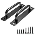 2PCS 7 Inches Barn Door Handle, Premium Black Gate Handle | Sturdy Black Sliding Door Pull Handles for Kitchen, Cabinet, Bathroom, Closet, and Easy Install - size: 7 Inches